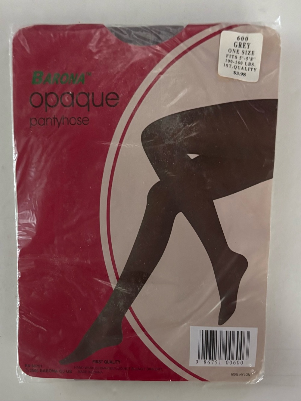 Vintage Barona Opaque Pantyhose – Grey, One Size